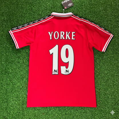 Dwight Yorke Manchester United 1999 Red Retro Football Jersey
