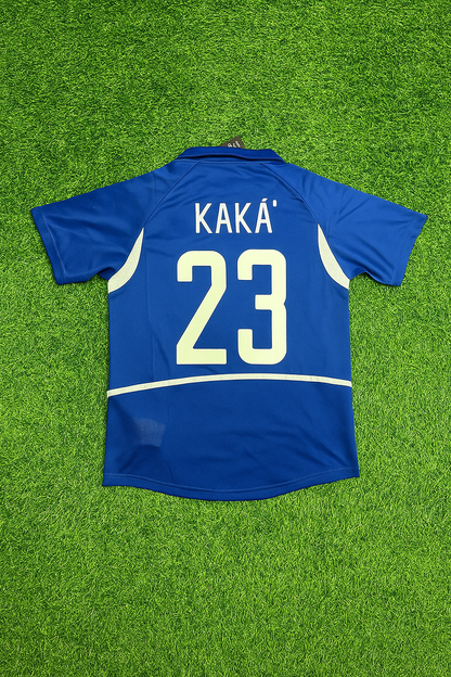 Brazil World Cup 2002 Kaka Leite Retro Football Jersey Kit
