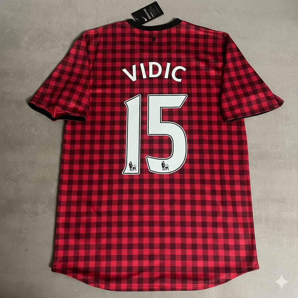 Nemanja Vidic Manchester United 2012 2013 Season Red Retro Football Jersey