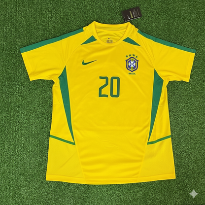 Brazil World Cup 2002 Alex de Souza Yellow Retro Football Jersey