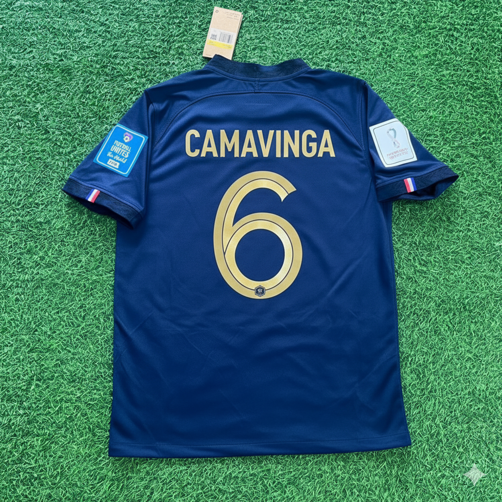 France World Cup 2022 Eduardo Camavinga Final Retro Football Jersey