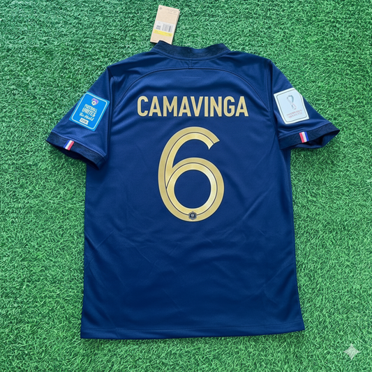 France World Cup 2022 Eduardo Camavinga Final Retro Football Jersey