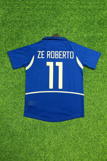 Brazil World Cup 2002 Ze Roberto Retro Football Jersey Kit