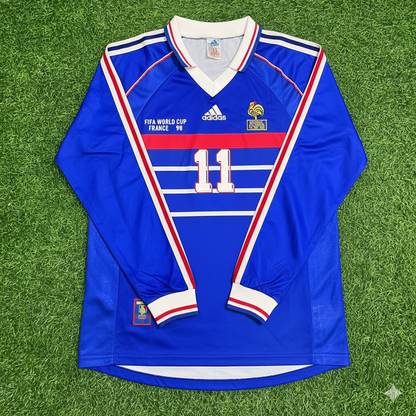 France World Cup 1998 Robert Pires Retro Long Sleeve Football Jersey