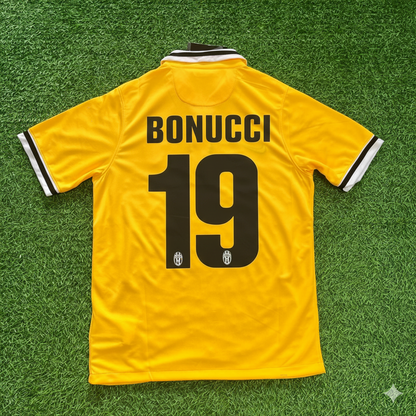 Leonardo Bonucci Juventus 2013/2014 Yellow Away Retro Football Jersey Kit