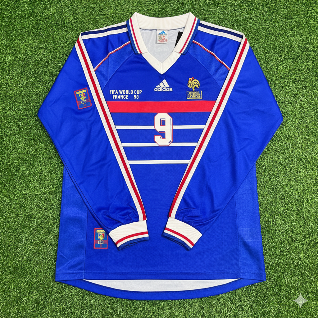 France World Cup 1998 Nicolas Anelka Retro Long Sleeve Football Jersey