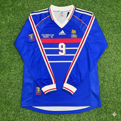 France World Cup 1998 Nicolas Anelka Retro Long Sleeve Football Jersey