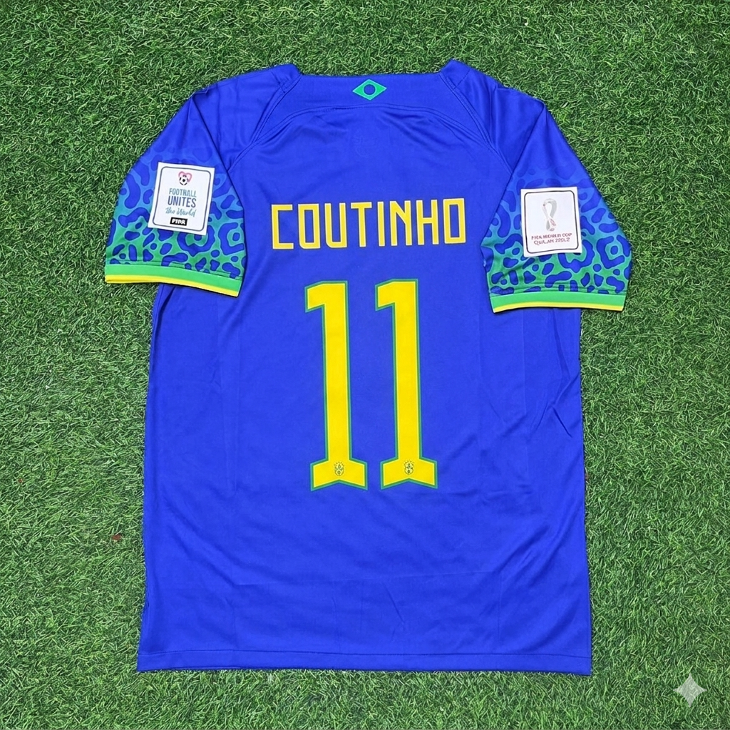 Brazil World Cup 2022 Philippe Coutinho Retro Football Jersey