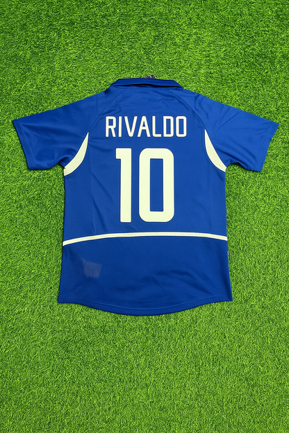 Brazil World Cup 2002 Rivaldo Retro Football Jersey Kit