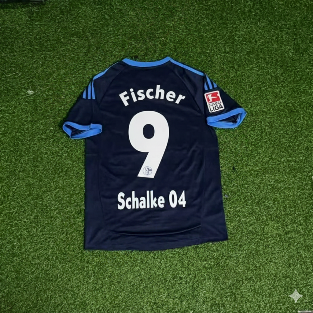 Klaus Fischer Schalke 04 Retro Away Heimtrikot Rot Fußball
