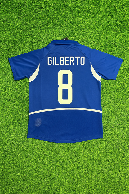 Brazil World Cup 2002 Gilberto Silva Retro Football Jersey Kit
