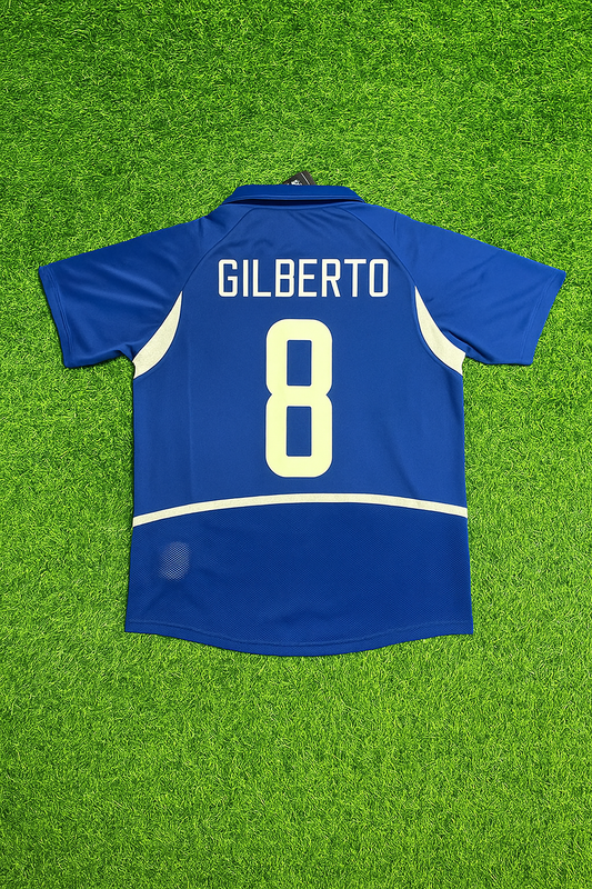 Brazil World Cup 2002 Gilberto Silva Retro Football Jersey Kit