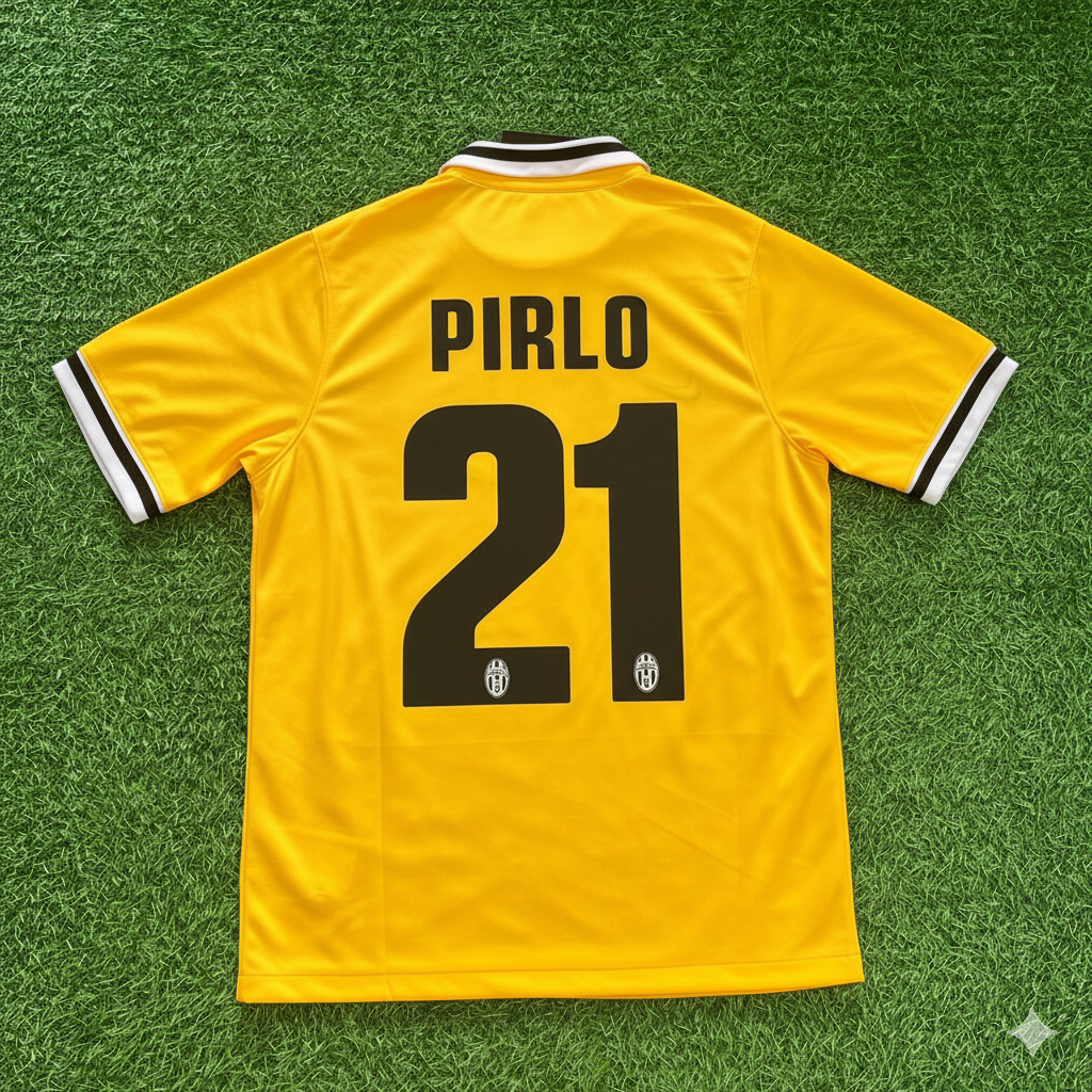 Andrea Pirlo Juventus 2013/2014 Yellow Away Retro Football Jersey Kit
