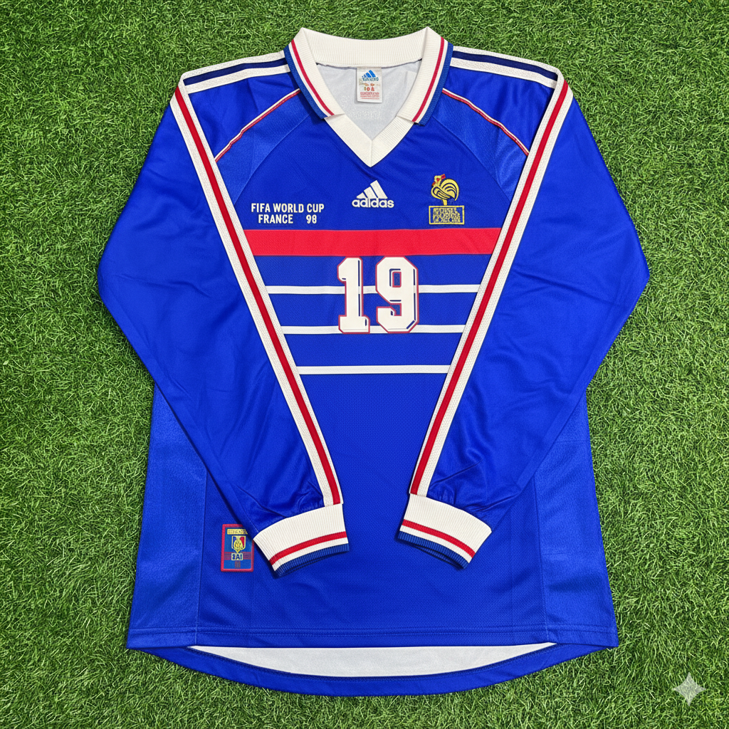 France World Cup 1998 Claude Makelele Retro Long Sleeve Football Jersey