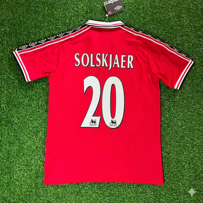 Ole Gunnar Solskjaer Manchester United 1999 Red Retro Football Jersey