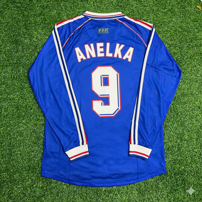 France World Cup 1998 Nicolas Anelka Retro Long Sleeve Football Jersey