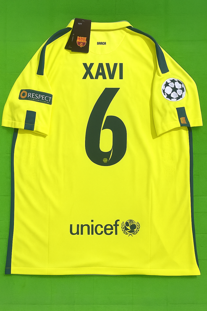 Xavi Barcelona 14/15 Retro Yellow Football Jersey