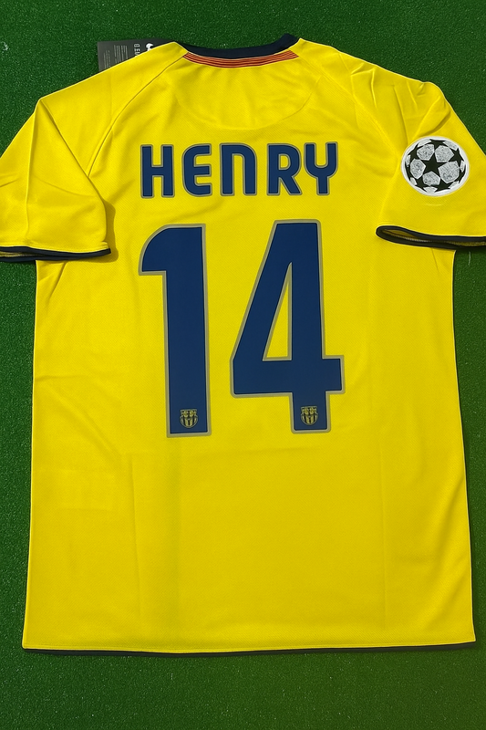 Thierry Henry 2008/09 Barcelona Yellow Retro Football Jersey
