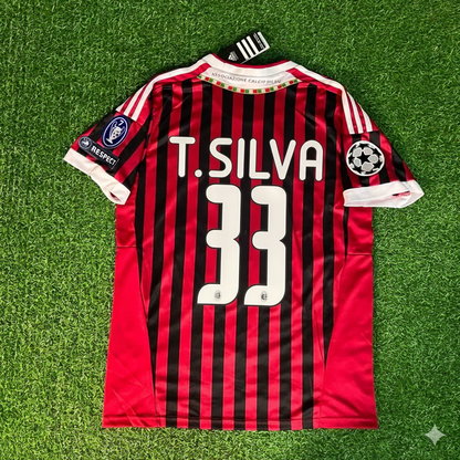Thiago Silva 33 - AC Milan Home 2011/12 Retro Football Jersey Kit