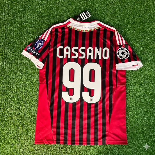Antonio Cassano 99 - AC Milan Home 2011/12 Retro Football Jersey Kit