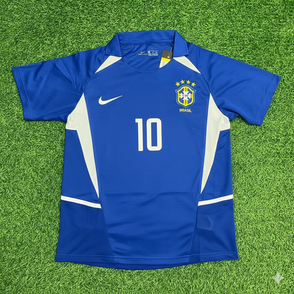 Brazil World Cup 2002 Rivaldo Retro Football Jersey Kit