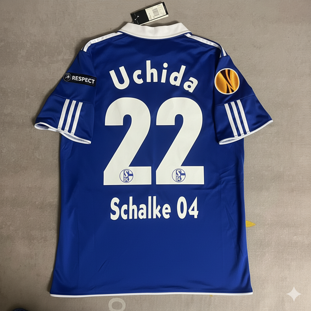 Atsuto Uchida Schalke 04 2011 2012 Retro Uefa Patch Football Jersey