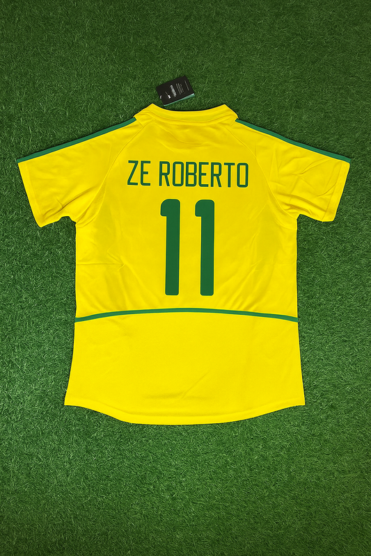 Brazil World Cup 2002 Ze Roberto Yellow Retro Football Jersey