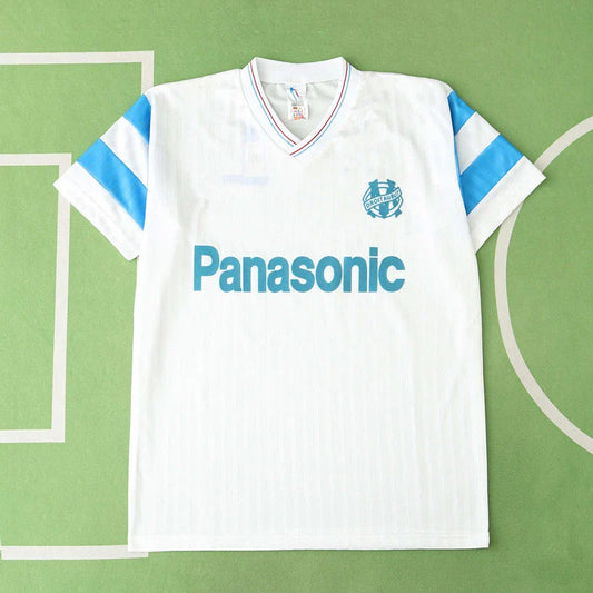 Marseille Olympique De 1990 Season Home White Retro Jersey Trikot Soccer Kit