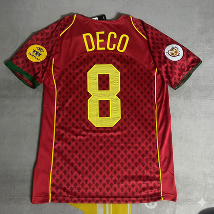 Portugal EURO 2004 Deco Retro Home Red Football Jersey