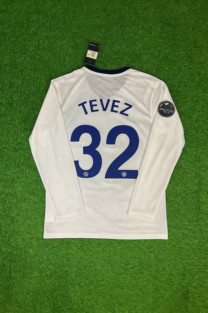 Carlos Tevez 32 Manchester United 2009 Champions Leage Final Rome Retro Long Sleeve Football Jersey