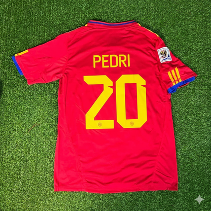 Spain World Cup 2010 Pedri 20 Retro Football Jersey Kit