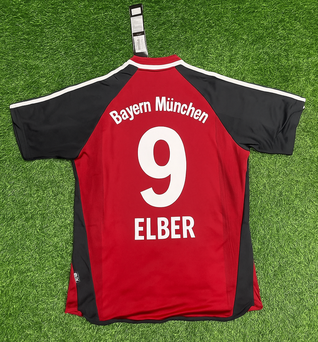 Giovane Elber Bayern Munich 2001/2002 Red Retro Football Jersey Kit