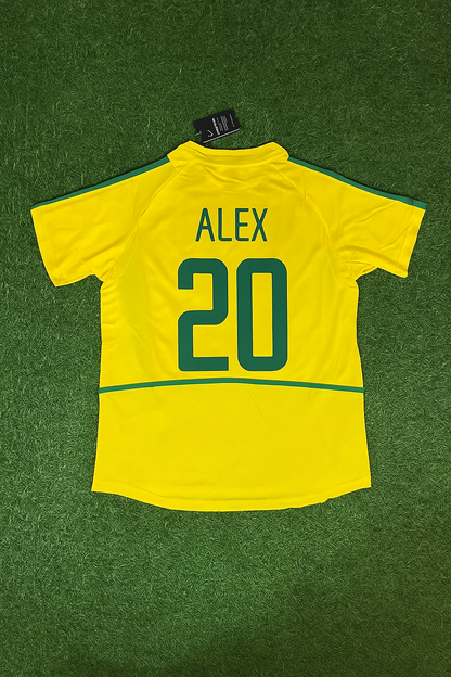 Brazil World Cup 2002 Alex de Souza Yellow Retro Football Jersey