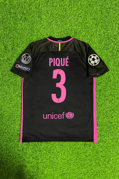 Gerard Pique 2014/15 Retro Black Pink Football Jersey