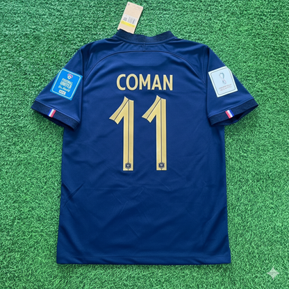 France World Cup 2022 Kingsley Coman Final Retro Football Jersey