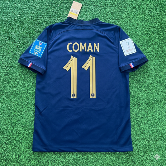 France World Cup 2022 Kingsley Coman Final Retro Football Jersey