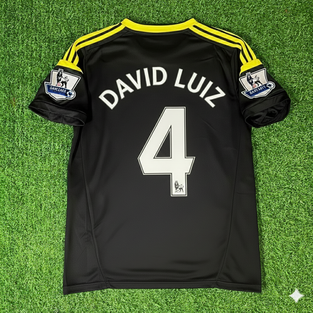 David Luiz Chelsea 2012 2013 Black Blue Retro Football Jersey Kit