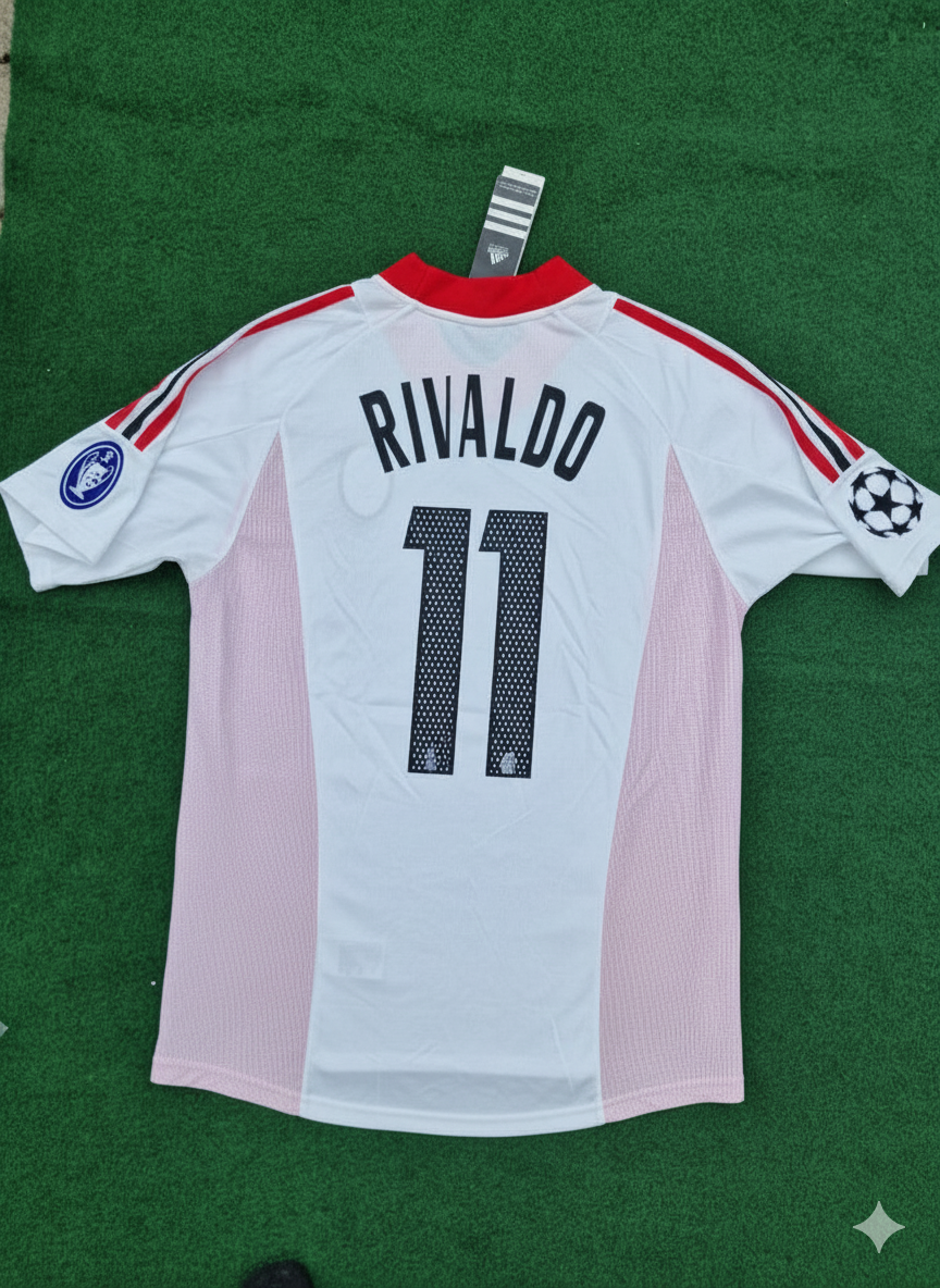 Rivaldo AC Milan 2003 Champions League Final Old Trafford White Retro Football Jersey