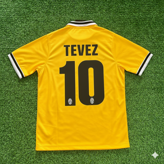 Carlos Tevez Juventus 2013/2014 Yellow Away Retro Football Jersey Kit