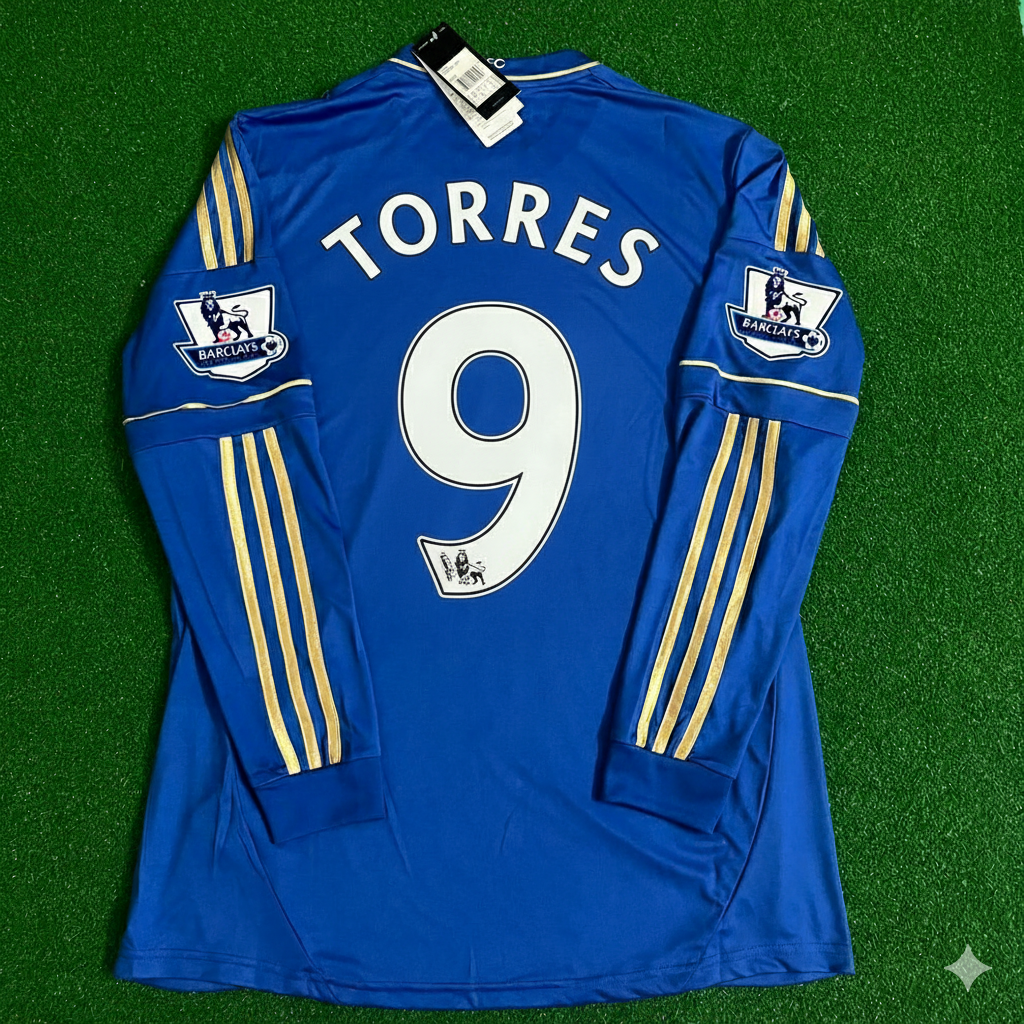 Fernando Torres Chelsea 2012/13 Premier League Patch Blue Retro Football Jersey