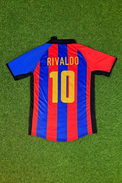 Rivaldo 10 Barcelona 2001/2002 Home Retro Football Jersey Kit