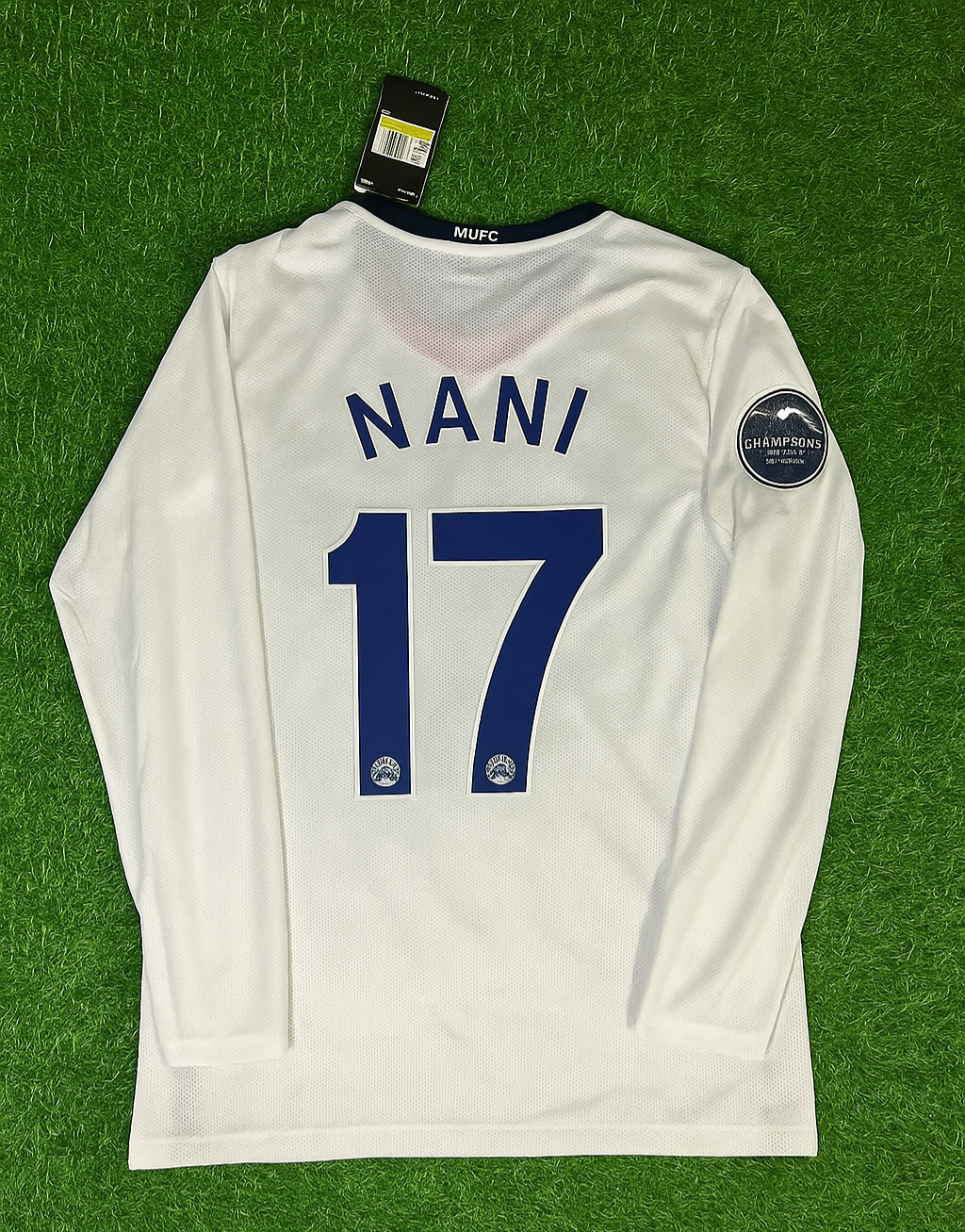 Luis Nani 17 Manchester United 2009 Champions Leage Final Rome Retro Long Sleeve Football Jersey