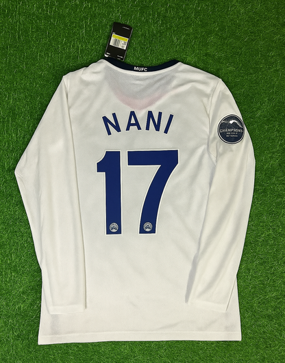 Luis Nani 17 Manchester United 2009 Champions Leage Final Rome Retro Long Sleeve Football Jersey