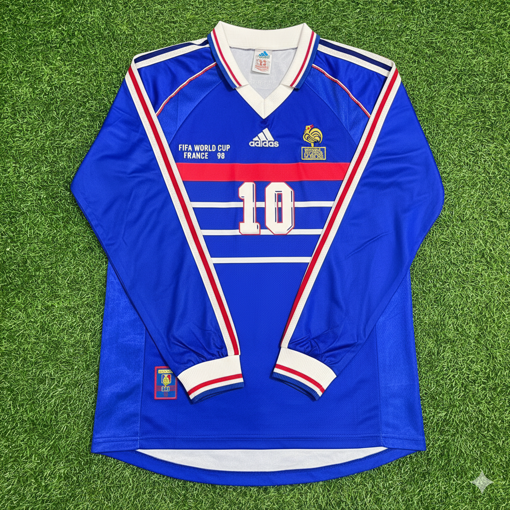 France World Cup 1998 Kylian Mbappe Retro Long Sleeve Football Jersey