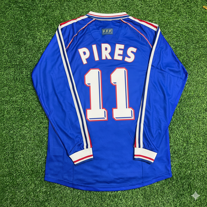 France World Cup 1998 Robert Pires Retro Long Sleeve Football Jersey