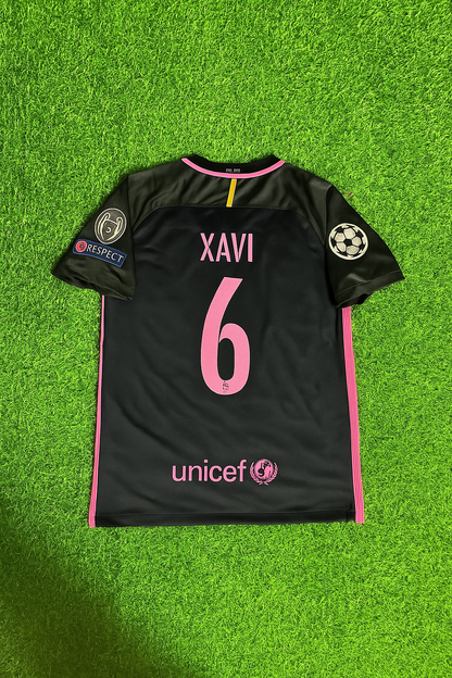 Xavi Barcelona 2014/15 Retro Black Pink Football Jersey