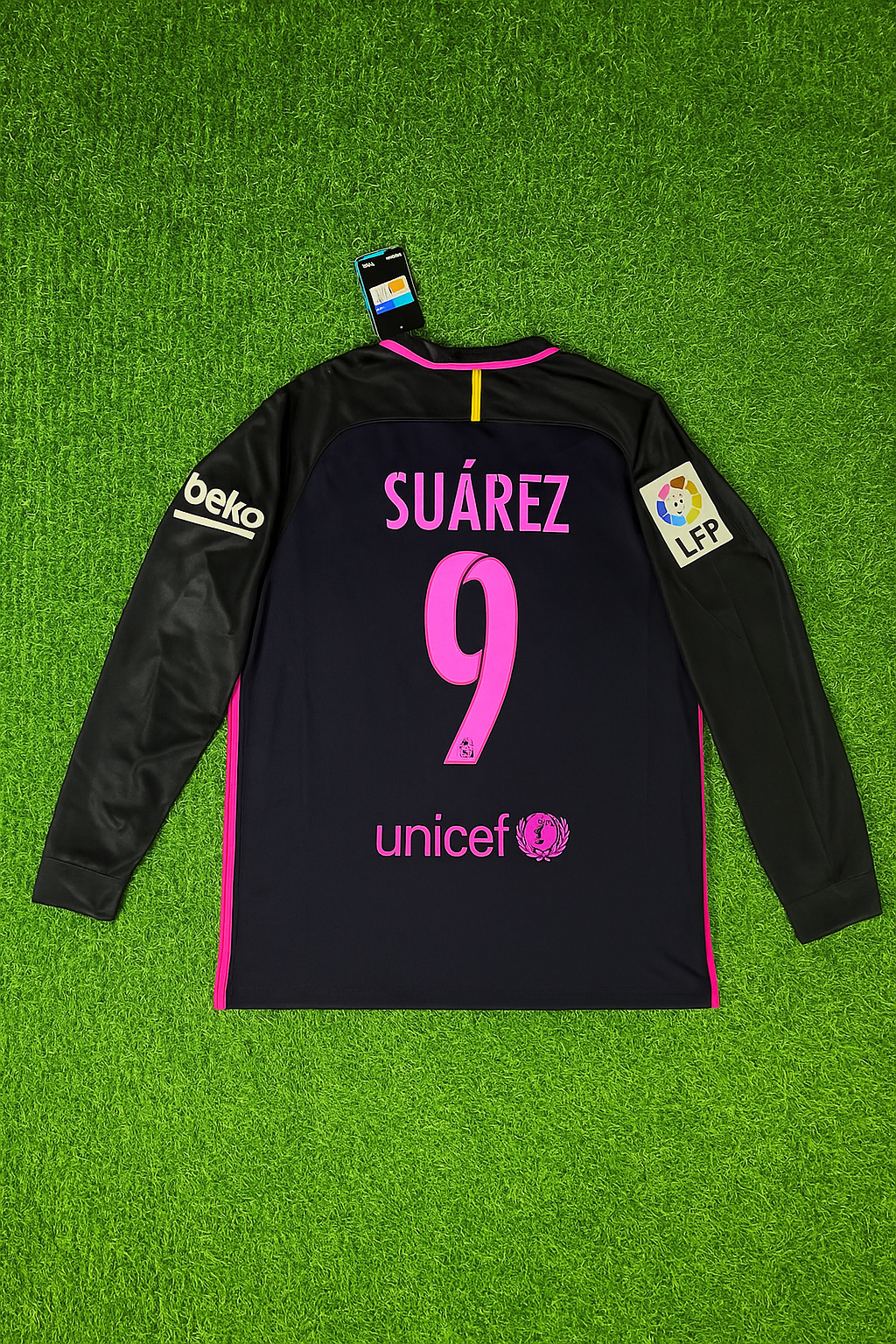 Luis Suarez Barcelona 14/15 Retro Pink Printing Long Sleeve Football Jersey