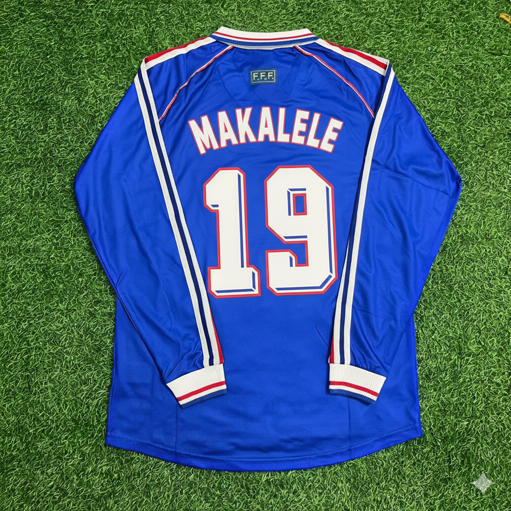 France World Cup 1998 Claude Makelele Retro Long Sleeve Football Jersey