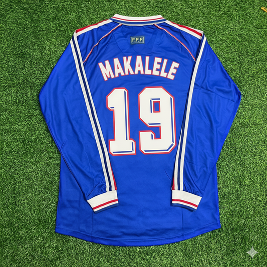 France World Cup 1998 Claude Makelele Retro Long Sleeve Football Jersey