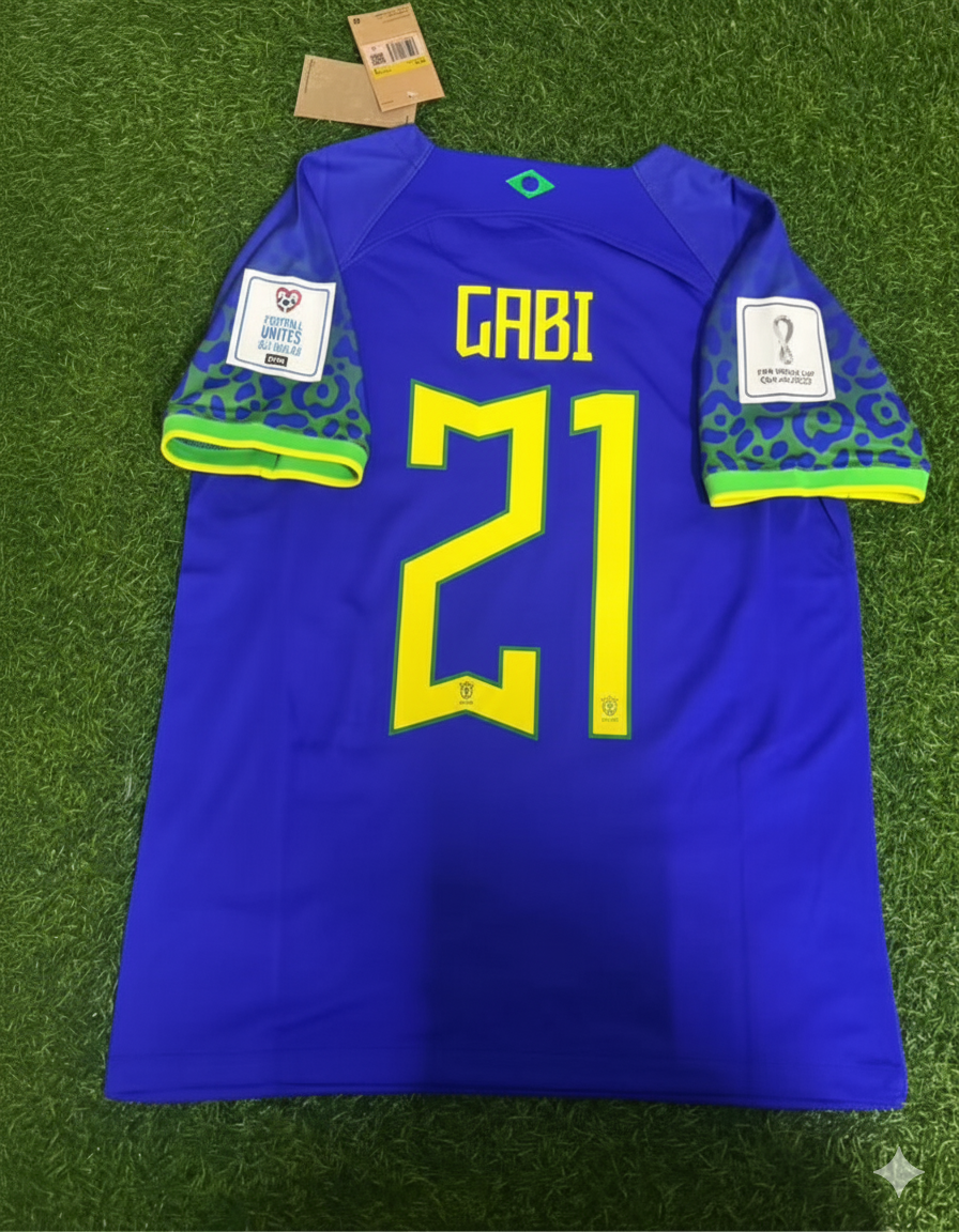 Brazil World Cup 2022 Gabriel Barbosa Retro Football Jersey